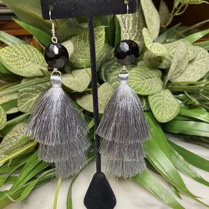 Black & Grey Tassel Earrings